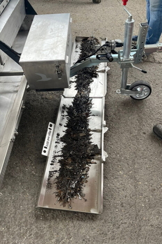 Miotła magnetyczna MS 2000 F FALCON – sprzątanie zanieczyszczeń metalowych w hali zakładu motoryzacyjnego