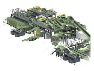 Automatyczna linia sortownicza do sortowania odpadów komunalnych, tworzyw sztucznych i papieru